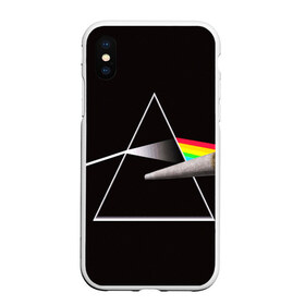 Чехол для iPhone XS Max матовый с принтом PINK FLOYD в Белгороде, Силикон | Область печати: задняя сторона чехла, без боковых панелей | music | pink floyd | the dark side of the moon | космос | луна | музыка | пинк флойд | призма | рок | треугольник | триангулярная призма