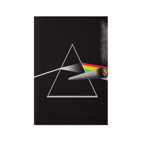 Обложка для паспорта матовая кожа с принтом PINK FLOYD в Белгороде, натуральная матовая кожа | размер 19,3 х 13,7 см; прозрачные пластиковые крепления | Тематика изображения на принте: music | pink floyd | the dark side of the moon | космос | луна | музыка | пинк флойд | призма | рок | треугольник | триангулярная призма