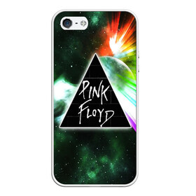 Чехол для iPhone 5/5S матовый с принтом PINK FLOYD в Белгороде, Силикон | Область печати: задняя сторона чехла, без боковых панелей | Тематика изображения на принте: music | pink floyd | the dark side of the moon | космос | луна | музыка | пинк флойд | призма | рок | треугольник | триангулярная призма