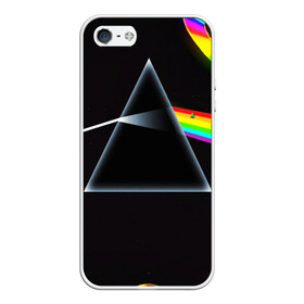 Чехол для iPhone 5/5S матовый с принтом PINK FLOYD в Белгороде, Силикон | Область печати: задняя сторона чехла, без боковых панелей | music | pink floyd | the dark side of the moon | космос | луна | музыка | пинк флойд | призма | рок | треугольник | триангулярная призма