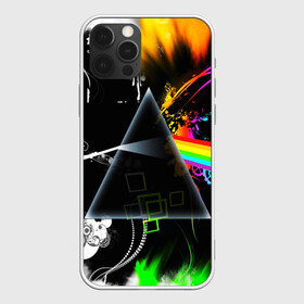 Чехол для iPhone 12 Pro с принтом PINK FLOYD в Белгороде, силикон | область печати: задняя сторона чехла, без боковых панелей | music | pink floyd | the dark side of the moon | космос | луна | музыка | пинк флойд | призма | рок | треугольник | триангулярная призма