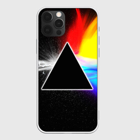 Чехол для iPhone 12 Pro с принтом PINK FLOYD в Белгороде, силикон | область печати: задняя сторона чехла, без боковых панелей | music | pink floyd | the dark side of the moon | космос | луна | музыка | пинк флойд | призма | рок | треугольник | триангулярная призма