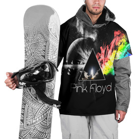 Накидка на куртку 3D с принтом PINK FLOYD в Белгороде, 100% полиэстер |  | music | pink floyd | the dark side of the moon | космос | луна | музыка | пинк флойд | призма | рок | треугольник | триангулярная призма