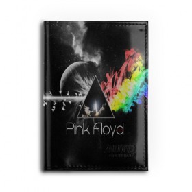 Обложка для автодокументов с принтом PINK FLOYD в Белгороде, натуральная кожа |  размер 19,9*13 см; внутри 4 больших “конверта” для документов и один маленький отдел — туда идеально встанут права | music | pink floyd | the dark side of the moon | космос | луна | музыка | пинк флойд | призма | рок | треугольник | триангулярная призма