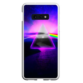 Чехол для Samsung S10E с принтом PINK FLOYD в Белгороде, Силикон | Область печати: задняя сторона чехла, без боковых панелей | Тематика изображения на принте: music | pink floyd | the dark side of the moon | космос | луна | музыка | пинк флойд | призма | рок | треугольник | триангулярная призма