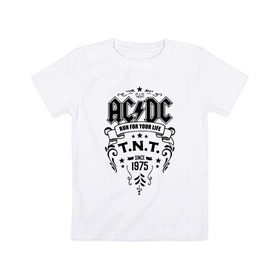 Детская футболка хлопок с принтом AC/DC run for your life в Белгороде, 100% хлопок | круглый вырез горловины, полуприлегающий силуэт, длина до линии бедер | ac dc | acdc | acdc ас дс | австралийская | ангус янг | асдс | блюз | группа | крис слэйд | метал | молния | музыка | музыканты | певцы | рок | рок н ролл | стиви янг | хард | хардрок | эксл роуз