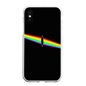 Чехол для iPhone XS Max матовый с принтом PINK FLOYD в Белгороде, Силикон | Область печати: задняя сторона чехла, без боковых панелей | Тематика изображения на принте: music | pink floyd | the dark side of the moon | космос | луна | музыка | пинк флойд | призма | рок | треугольник | триангулярная призма