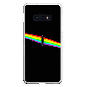 Чехол для Samsung S10E с принтом PINK FLOYD в Белгороде, Силикон | Область печати: задняя сторона чехла, без боковых панелей | Тематика изображения на принте: music | pink floyd | the dark side of the moon | космос | луна | музыка | пинк флойд | призма | рок | треугольник | триангулярная призма