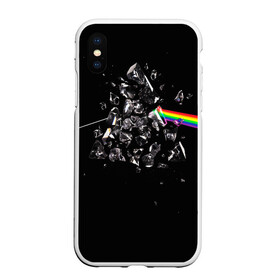 Чехол для iPhone XS Max матовый с принтом PINK FLOYD в Белгороде, Силикон | Область печати: задняя сторона чехла, без боковых панелей | music | pink floyd | the dark side of the moon | космос | луна | музыка | пинк флойд | призма | рок | треугольник | триангулярная призма