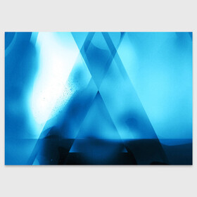 Поздравительная открытка с принтом ABSTRACT BLUE в Белгороде, 100% бумага | плотность бумаги 280 г/м2, матовая, на обратной стороне линовка и место для марки
 | abstraction | art | black | colors | cпектр | geometric | pattern | rainbow | spectrum | абстракция | витраж | геометрический | искусство | полосы | радуга | разноцветные | рисунок | стекло | узор | цвета | черные