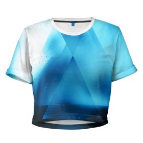 Женская футболка Cropp-top с принтом ABSTRACT BLUE в Белгороде, 100% полиэстер | круглая горловина, длина футболки до линии талии, рукава с отворотами | abstraction | art | black | colors | cпектр | geometric | pattern | rainbow | spectrum | абстракция | витраж | геометрический | искусство | полосы | радуга | разноцветные | рисунок | стекло | узор | цвета | черные