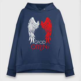 Женское худи Oversize хлопок с принтом GOOD OMENS в Белгороде, френч-терри — 70% хлопок, 30% полиэстер. Мягкий теплый начес внутри —100% хлопок | боковые карманы, эластичные манжеты и нижняя кромка, капюшон на магнитной кнопке | good omens | благие знамения | терри пратчетт