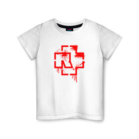 Детская футболка хлопок с принтом RAMMSTEIN (+НА СПИНЕ) в Белгороде, 100% хлопок | круглый вырез горловины, полуприлегающий силуэт, длина до линии бедер | Тематика изображения на принте: rammstein | рамштайн