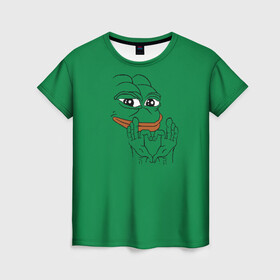 Женская футболка 3D с принтом PepeLove в Белгороде, 100% полиэфир ( синтетическое хлопкоподобное полотно) | прямой крой, круглый вырез горловины, длина до линии бедер | feels bad man | feels good man | pepe | pepe the frog | sad pepe | грустная лягушка | пепе