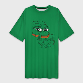 Платье-футболка 3D с принтом PepeLove в Белгороде,  |  | feels bad man | feels good man | pepe | pepe the frog | sad pepe | грустная лягушка | пепе