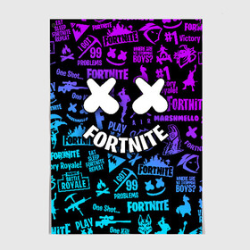 Постер с принтом FORTNITE x MARSHMELLO в Белгороде, 100% бумага
 | бумага, плотность 150 мг. Матовая, но за счет высокого коэффициента гладкости имеет небольшой блеск и дает на свету блики, но в отличии от глянцевой бумаги не покрыта лаком | fortnite | fortnite 2 | fortnite x маршмелло | ikonik | marshmello | ninja | ninja streamer | иконик | ниндзя | фортнайт | фортнайт 2 | фортнайт глава 2