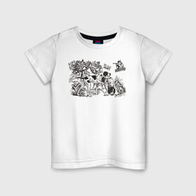 Детская футболка хлопок с принтом Охотничьи собаки в Белгороде, 100% хлопок | круглый вырез горловины, полуприлегающий силуэт, длина до линии бедер | Тематика изображения на принте: hunt | hunter | охота | охотник | пес | рисунок | собаки | туризм | хобби