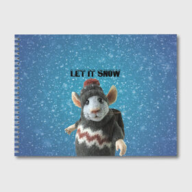 Альбом для рисования с принтом LET IT SNOW в Белгороде, 100% бумага
 | матовая бумага, плотность 200 мг. | Тематика изображения на принте: let it snow | new year | new year 2020 | год крысы | зима | крыса | крыска | мышонок | мышь | надпись | новый год | новый год 2020 | снег | снежинки