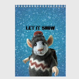 Скетчбук с принтом LET IT SNOW в Белгороде, 100% бумага
 | 48 листов, плотность листов — 100 г/м2, плотность картонной обложки — 250 г/м2. Листы скреплены сверху удобной пружинной спиралью | Тематика изображения на принте: let it snow | new year | new year 2020 | год крысы | зима | крыса | крыска | мышонок | мышь | надпись | новый год | новый год 2020 | снег | снежинки
