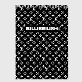 Скетчбук с принтом BILLIE EILISH в Белгороде, 100% бумага
 | 48 листов, плотность листов — 100 г/м2, плотность картонной обложки — 250 г/м2. Листы скреплены сверху удобной пружинной спиралью | Тематика изображения на принте: be | billie | billie eilish | blohsh | brand | france | logo | louis vuitton | lv | pattern | билли | билли айлиш | бренд | лв | лого | лоуис вуиттон | луи вуиттон | мода | паттерн | фигуры | франция