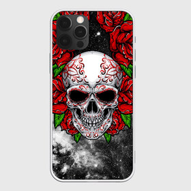 Чехол для iPhone 12 Pro Max с принтом Skull and Roses в Белгороде, Силикон |  | Тематика изображения на принте: flowers | muertos | roses | skull | space | tribal | звезды | космос | лепестки | муэртос | розы | трайбл | цветы | череп