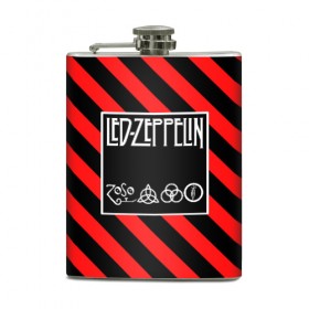 Фляга с принтом Led Zeppelin в Белгороде, металлический корпус | емкость 0,22 л, размер 125 х 94 мм. Виниловая наклейка запечатывается полностью | Тематика изображения на принте: 