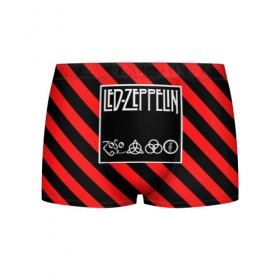Мужские трусы 3D с принтом Led Zeppelin в Белгороде, 50% хлопок, 50% полиэстер | классическая посадка, на поясе мягкая тканевая резинка | Тематика изображения на принте: 
