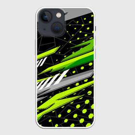 Чехол для iPhone 13 mini с принтом Black and Green в Белгороде,  |  | Тематика изображения на принте: texture | абстракция | граффити | краски | линии | текстура | уличный стиль | яркая