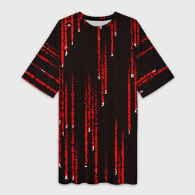 Платье-футболка 3D с принтом МАТРИЧНЫЙ КОД в Белгороде,  |  | Тематика изображения на принте: hugo weaving | pc | the matrix | код | компьютеры | матрица | матрица 4 | программист | программный код | цифры