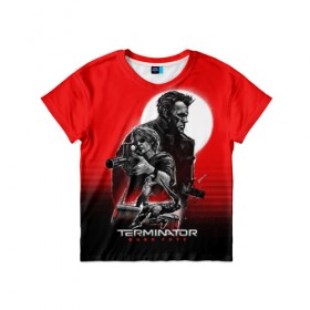 Детская футболка 3D с принтом Terminator: Dark Fate в Белгороде, 100% гипоаллергенный полиэфир | прямой крой, круглый вырез горловины, длина до линии бедер, чуть спущенное плечо, ткань немного тянется | Тематика изображения на принте: dark fate | sarah j. connor | t 800 | terminator | восстание машин | киборг | сара коннор | темные судьбы | терминатор