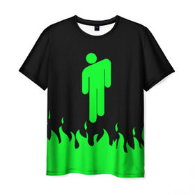 Мужская футболка 3D с принтом BILLIE EILISH в Белгороде, 100% полиэфир | прямой крой, круглый вырез горловины, длина до линии бедер | be | billie | billie eilish | blohsh | билли | билли айлиш