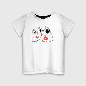 Детская футболка хлопок с принтом Мед Призраки в Белгороде, 100% хлопок | круглый вырез горловины, полуприлегающий силуэт, длина до линии бедер | doctor | halloween | health | nurse | доктор | медбрат | медсестра | привидение | призрак | хеллоуин | хэллоуин