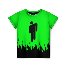 Детская футболка 3D с принтом BILLIE EILISH в Белгороде, 100% гипоаллергенный полиэфир | прямой крой, круглый вырез горловины, длина до линии бедер, чуть спущенное плечо, ткань немного тянется | be | billie | billie eilish | blohsh | ghoul | билли | билли айлиш