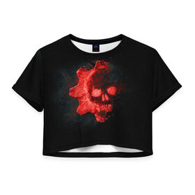 Женская футболка Cropp-top с принтом GEARS 5 в Белгороде, 100% полиэстер | круглая горловина, длина футболки до линии талии, рукава с отворотами | gears | gears 5 | gears of war | gears of war 5 | шестерёнки