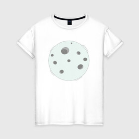 Женская футболка хлопок с принтом луна в Белгороде, 100% хлопок | прямой крой, круглый вырез горловины, длина до линии бедер, слегка спущенное плечо | космос | кратер | луна | планета | спутник