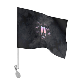 Флаг для автомобиля с принтом BTS | БТС АВТОГРАФЫ в Белгороде, 100% полиэстер | Размер: 30*21 см | bangtan boys | bt21 | bts | бтс