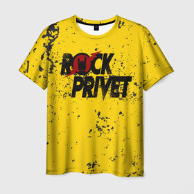 Мужская футболка 3D с принтом Rock Privet в Белгороде, 100% полиэфир | прямой крой, круглый вырез горловины, длина до линии бедер | Тематика изображения на принте: rock | rock privet | рок. рок привет