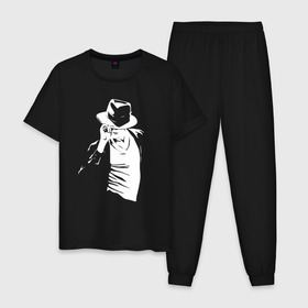 Мужская пижама хлопок с принтом Майкл Джексон в Белгороде, 100% хлопок | брюки и футболка прямого кроя, без карманов, на брюках мягкая резинка на поясе и по низу штанин
 | michael jackson | артист | майкл джексон | музыка | поп | рок