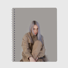 Тетрадь с принтом BILLIE EILISH в Белгороде, 100% бумага | 48 листов, плотность листов — 60 г/м2, плотность картонной обложки — 250 г/м2. Листы скреплены сбоку удобной пружинной спиралью. Уголки страниц и обложки скругленные. Цвет линий — светло-серый
 | bilie | billi | billie | eilish | eillish | elish | ellish | айлиш | алиш | били | билли | эйлиш | элиш