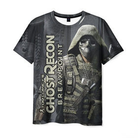 Мужская футболка 3D с принтом Ghost Recon BREAKPOINT в Белгороде, 100% полиэфир | прямой крой, круглый вырез горловины, длина до линии бедер | breakpoint | ghost | recon | tom clancys | жетон | призраки | спец отряд | спецназ
