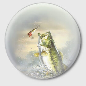Значок с принтом Рыбалка в Белгороде,  металл | круглая форма, металлическая застежка в виде булавки | рыба | рыбак | рыбалка | снасти | увлечение | улов | хобби