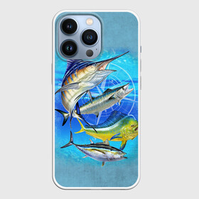 Чехол для iPhone 13 Pro с принтом Marlin and other fish в Белгороде,  |  | Тематика изображения на принте: рыба | рыбак | рыбалка | снасти | увлечение | улов | хобби