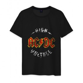 Мужская футболка хлопок с принтом AC/DC в Белгороде, 100% хлопок | прямой крой, круглый вырез горловины, длина до линии бедер, слегка спущенное плечо. | ac | ac dc | ac dc группа | ac dc лучшее | rock | rock n roll | блюз рок | иси диси | хард рок