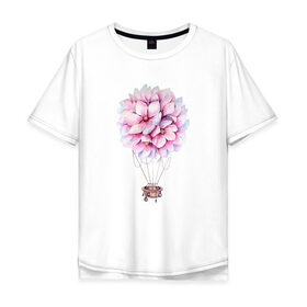 Мужская футболка хлопок Oversize с принтом Воздушные Цветы в Белгороде, 100% хлопок | свободный крой, круглый ворот, “спинка” длиннее передней части | воздушные цветы | воздушный шар | растение | цветы