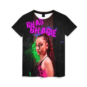 Женская футболка 3D с принтом Bhad Bhabie в Белгороде, 100% полиэфир ( синтетическое хлопкоподобное полотно) | прямой крой, круглый вырез горловины, длина до линии бедер | bad bhabi | bad bhabie | bad fabi | bad phabie | bhabie | bhad fabhi | danielle bregoli | gansta | gucci | hip hop | phabie | rap | trap | бэд фаби | бэд фабия | гучи | реп | рэп | трэп | фабия | хип хоп