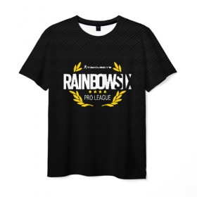 Мужская футболка 3D с принтом R6S PRO LEAGUE (НА СПИНЕ) в Белгороде, 100% полиэфир | прямой крой, круглый вырез горловины, длина до линии бедер | 6 | outbreak | rainbow | rainbow six siege | six | tom clancys | радуга осада | том клэнси