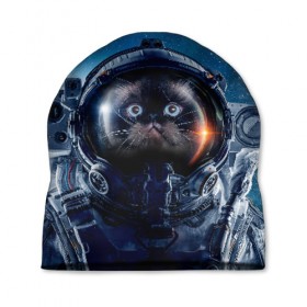 Шапка 3D с принтом Кот космонавт в Белгороде, 100% полиэстер | универсальный размер, печать по всей поверхности изделия | nasa | вселенная | звезды | космонавт | космос | кот | котик | котяра | котята | кошка
