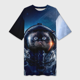 Платье-футболка 3D с принтом Кот космонавт в Белгороде,  |  | nasa | вселенная | звезды | космонавт | космос | кот | котик | котяра | котята | кошка