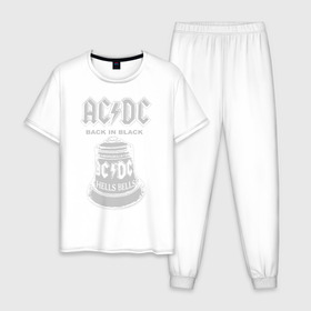 Мужская пижама хлопок с принтом AC/DC в Белгороде, 100% хлопок | брюки и футболка прямого кроя, без карманов, на брюках мягкая резинка на поясе и по низу штанин
 | ac dc | acdc | acdc ас дс | австралийская | ангус янг | асдс | блюз | группа | крис слэйд | метал | молния | музыка | певцы | рок | рок н ролл | стиви янг | хард | хардрок | эксл роуз