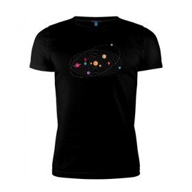 Мужская футболка премиум с принтом Солнечная Система в Белгороде, 92% хлопок, 8% лайкра | приталенный силуэт, круглый вырез ворота, длина до линии бедра, короткий рукав | galaxy | solar | space | system | астрология | астрономия | галактика | звезды | космос | планета | планеты | система | солнечная